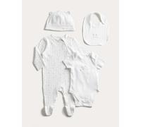 M&S 4pc Cotton Rich Born in 2026 Slogan Starter Set (0-6 Mths) White