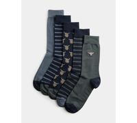 M&S 5 Pack Cool & Fresh™ Highland Cow Cotton Rich Socks Blue Mix