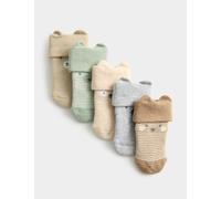 M&S 5 Pack Cotton Rich Faces Socks (7lbs - 2 Yrs) Multi