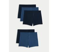 M&S 5 Pack Essential Cotton Trunks Blue Mix