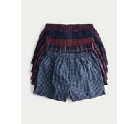 M&S 5 Pack Pure Cotton Checked Woven Boxers Burgundy Mix