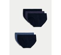 M&S 5 Pack Pure Cotton Cool & Fresh™ Slips Denim Mix