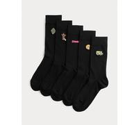 M&S 5 Pack Scooby Doo™ Cotton Rich Socks Black Mix