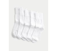 M&S 5pk Cotton Rich Soft Top Ankle High Socks White