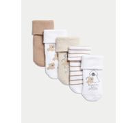 M&S 5pk Cotton Rich Terry Born in 2025 Baby Socks (0 - 3 Yrs) White Mix
