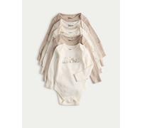 M&S 5pk Pure Cotton Winnie the Pooh™ Bodysuits (0-3 Yrs) Cream Mix