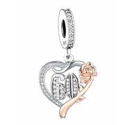 M&S 60 60th Sixty Birthday Anniversary Rose Love Heart Charm Bead Pendant, 925 Sterling Silver Dangle Charm, Compatible With Pandora & European Bracelet …