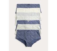 M&S 7 Pack Cotton with Stretch Floral Stripe Pointelle Shorts (5-16 Yrs) Navy Mix