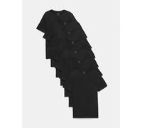 M&S 7 Pack Pure Cotton Crew Neck T-Shirts Black