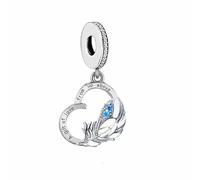 M&S A Gift Of Love From Up Above Heaven Feather Heart Charm Bead Pendant, 925 Sterling Silver Dangle Charm, Compatible With Pandora & European Bracelet …