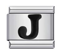 M&S A-Z Black Letter Initial Name Tag Alphabet Personalised Birthday Mother Daughter Women 9mm Italian Link Charm Compatible With Nomination Bracelet (J)