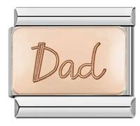 M&S A-Z Rose Gold Family Mum Daughter Grandad Grandma Sister Brother 9mm Italian Charm Compatible With Nomination Bracelet (Dad)
