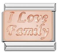 M&S A-Z Rose Gold Family Mum Daughter Grandad Grandma Sister Brother 9mm Italian Charm Compatible With Nomination Bracelet (I Love Family)
