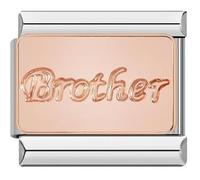 M&S A-Z Rose Gold Family Mum Daughter Grandad Grandma Sister Brother 9mm Italian Charm Compatible With Nomination Bracelet (Brother)