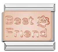 M&S A-Z Rose Gold Family Mum Daughter Grandad Grandma Sister Brother 9mm Italian Charm Compatible With Nomination Bracelet (Best Friend Paw)