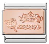 M&S A-Z Rose Gold Family Mum Daughter Grandad Grandma Sister Brother 9mm Italian Charm Compatible With Nomination Bracelet (Queen)