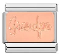 M&S A-Z Rose Gold Family Mum Daughter Grandad Grandma Sister Brother 9mm Italian Charm Compatible With Nomination Bracelet (Grandpa)
