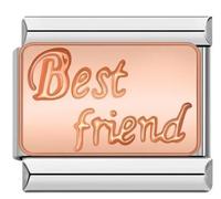 M&S A-Z Rose Gold Family Mum Daughter Grandad Grandma Sister Brother 9mm Italian Charm Compatible With Nomination Bracelet (Best Friend)