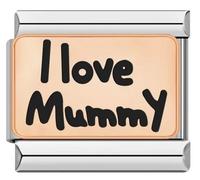 M&S A-Z Rose Gold Family Mum Daughter Grandad Grandma Sister Brother 9mm Italian Charm Compatible With Nomination Bracelet (I Love Mummy)