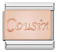 M&S A-Z Rose Gold Family Mum Daughter Grandad Grandma Sister Brother 9mm Italian Charm Compatible With Nomination Bracelet (Cousin)