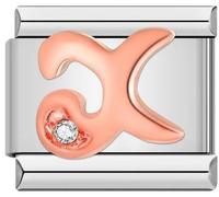 M&S A-Z Rose Gold Letter Initial Name Alphabet 9mm Italian Link Charm Compatible With Nomination Bracelet (X)