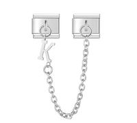 M&S A-Z Safety Chain Letter Initial Name Silver Alphabet 9mm Italian Link Charm Compatible With Nomination Bracelet (K)