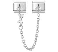 M&S A-Z Safety Chain Letter Initial Name Silver Alphabet 9mm Italian Link Charm Compatible With Nomination Bracelet (X)