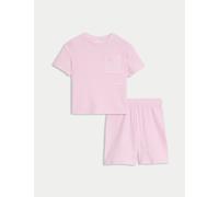 M&S Adaptive Cotton Blend Waffle Pyjamas (1-16 Yrs) Bright Pink