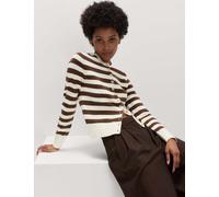 M&S Air-Yarn Striped Cropped Cardigan Conker