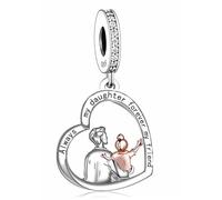 M&S Always My Daughter Forever My Friend Dad Love Heart Charm Bead Pendant, 925 Sterling Silver Dangle Charm, Compatible With Pandora & European Bracelet …