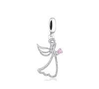 M&S Angel Charm Angel Wing Guardian Love Heart Charm Bead Pendant, 925 Sterling Silver Dangle Charm, Compatible With Pandora & European Bracelet …