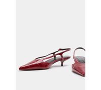 M&S Ankle Strap Kitten Heel Pointed Slingback Shoes Red