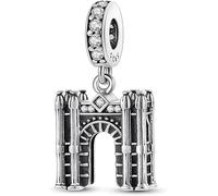 M&S Arc de Triomphe Paris Catherdral Arch Charm Crystal Bead Pendant, 925 Sterling Silver Dangle Charm, Compatible With Pandora & European Bracelet …