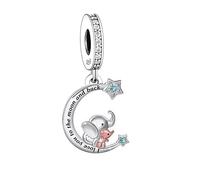M&S Baby Elephant Love You to the Moon And Back Mum Charm Bead Pendant, 925 Sterling Silver Dangle Charm, Compatible With Pandora & European Bracelet …