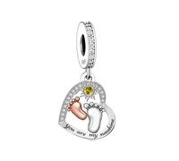 M&S Baby Feet Charm Footprint You are My Sunshine Love Heart Charm Bead Pendant, 925 Sterling Silver Dangle Charm, Compatible With Pandora & European Bracelet …
