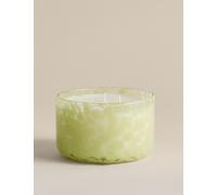 M&S Bamboo & Orris Confetti Glass 3 Wick Candle Blue Mix