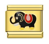 M&S Birthday Daughter Evil Eye Mother Sister Swan Bear Silver Coffee Horse Elephant Gold 9mm Italian Link Charm Compatible With Nomination Bracelet (Elephant 18k)