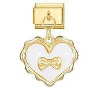 M&S Birthday Daughter Evil Eye Mother Sister Swan Bear Silver Coffee Horse Elephant Gold 9mm Italian Link Charm Compatible With Nomination Bracelet (Gold Moter Pearl Heart)
