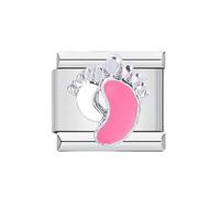 M&S Birthday Daughter Evil Eye Mother Sister Swan Bear Silver Coffee Horse Elephant Gold 9mm Italian Link Charm Compatible With Nomination Bracelet (Daughter Feet Footprint)