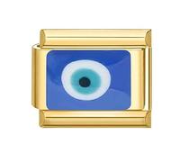 M&S Birthday Daughter Evil Eye Mother Sister Swan Bear Silver Coffee Horse Elephant Gold 9mm Italian Link Charm Compatible With Nomination Bracelet (Evil Eye Hamsa 18K)