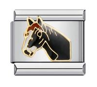 M&S Birthday Daughter Evil Eye Mother Sister Swan Bear Silver Coffee Horse Elephant Gold 9mm Italian Link Charm Compatible With Nomination Bracelet (Horse Pony)