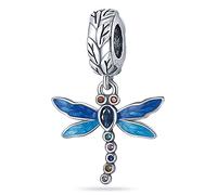 M&S Blue Dragonfly Charm Pave Dragon Fly Insect Lover Charm Bead Pendant, 925 Sterling Silver Dangle Charm, Compatible With Pandora & European Bracelet …