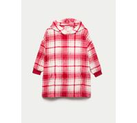 M&S Borg Checked Oversized Hoodie (3-16 Yrs) Rouge
