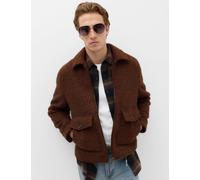 M&S Bouclé Zip Through Jacket Brown Mix