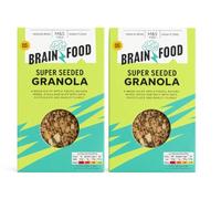 M&S Brain Food Super Seeded Granola - 2 Pack Crunchy High Fibre Breakfast Cereal Oats, Seeds, Nuts, Raisins & Apple Pieces