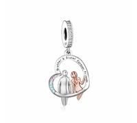 M&S Brother Sister Forever Friends Love Heart Charm Bead Pendant, 925 Sterling Silver Dangle Charm, Compatible With Pandora & European Bracelet …