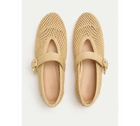 M&S Buckle Flat Mary Jane Ballet Pumps Natural