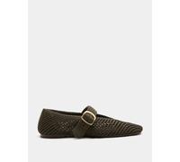 M&S Buckle Flat Mary Jane Ballet Pumps Olive