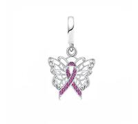 M&S Butterfly Cancer Pink Ribbon Survivor Awareness Charm Bead Pendant, 925 Sterling Silver Dangle Charm, Compatible With Pandora & European Bracelet …