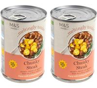 M&S Canned Chunky Steak, Pieces of British Beef in a Rich Gravy - 2 x 400g